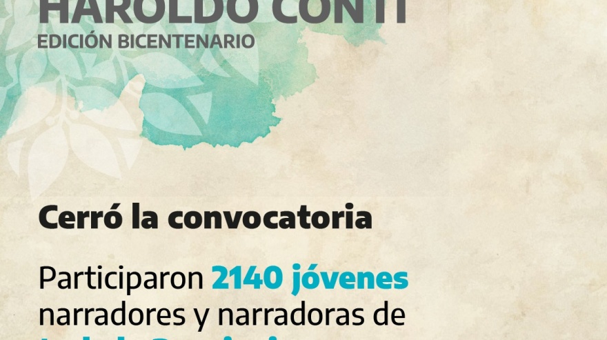 Con más de 2100 participantes cerró la convocatoria al "Concurso de Cuento Haroldo Conti-Edición Bicentenario"