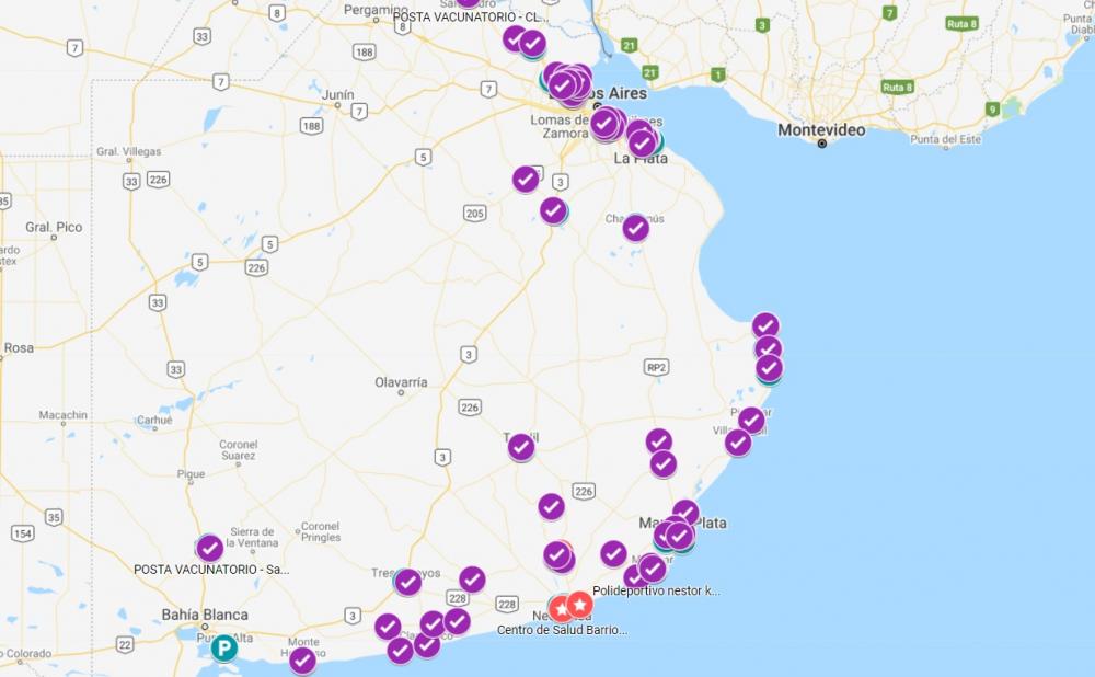 Crean un mapa con los puntos de vacunación y testeo en centros turísticos